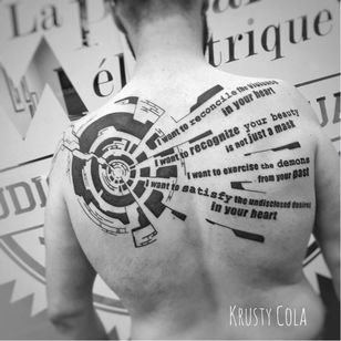 Musa tatuaje de Krusty Cola #KrustyCola #graphic #blackwork #abstract #letters #lyrics #muse #blckwrk