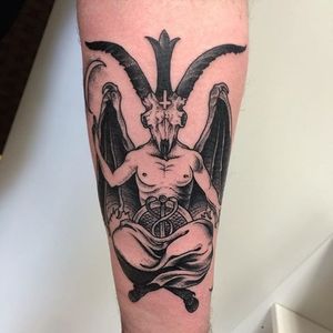 Baphomet Tattoo by Roger Moore #baphomet #occult #darkart #occultart #goat #satanicgoat #RogerMoore