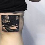 Outer space tattoo by Denis Marakhin #maradentattoo #black #blackwork #blackandgrey #oddtattoo #outerspace #denismarakhin #maraden