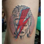We could be heroes, Bowie homage (via IG—naturezatattoo) #Bowie #DavidBowie #WeCouldBeHeroes #Heroes #PlayItAgain #lyricstattoo