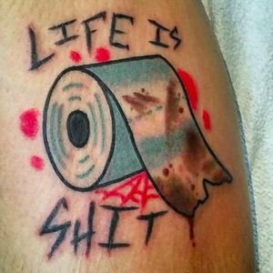 It sure is! By Jacob Alan Drone (via IG -- skud_007) #jacobalandrone #toiletpaper #toilerpapertattoo #lifeisshit
