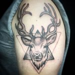 Incredible stag tattoo by Habba Nero #habbanero #runes #magic #stickandpoke #handpoked #stag #antlers