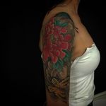 Peony with butterfly half sleeve tattoo by Luciano Vazquez. #LucianoVazquez #JapaneseStyle #irezumi #japanesetattoo #butterfly #peony