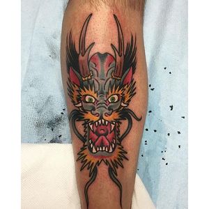 Dragon Head Tattoo by Greg Christian #dragonhead #traditionaldragon #GregChristian #traditional