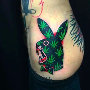 Tattoo by Teide Tattoo #TeideTattoo #SevenDoorsTattoo #Neotraditional #Eccentric #AnimalTattoos #playboy  #Weed #Rabbit