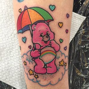 Care Bear by Shell Valentine (via IG-shell_valentine_tattoo) #kawaii #traditional #colorful #90s #ShellValentine