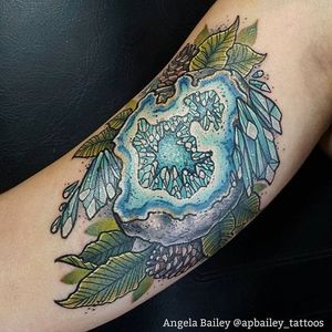 Geode Tattoo by Angela Bailey #geode #geodecrystal #crystal #rock #nature #naturedesign #AngelaBailey