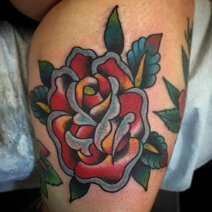 Rose Tattoo by Mario Desa #Rose #RoseTattoos #RedRose #TraditionalRose #OldSchoolRose #Roses #MarioDesa