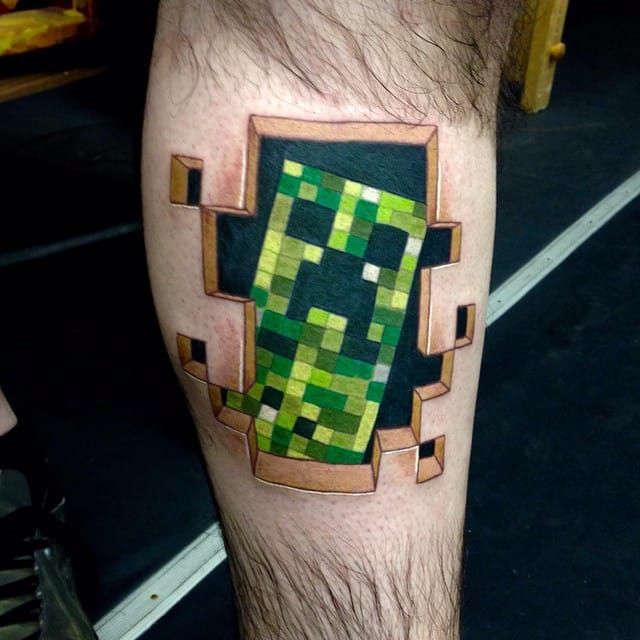 16 Cool Minecraft Tattoo Ideas  Moms Got the Stuff  Minecraft tattoo  Gaming tattoo Bee tattoo