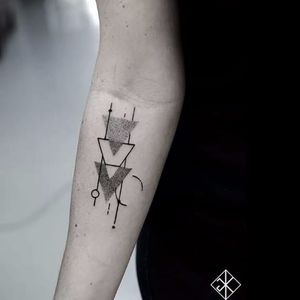 Geometric tattoo by Greg Klotz #GregKlotz #graphic #contemporary #dotwork #finearts #modernart #abstract #geometric