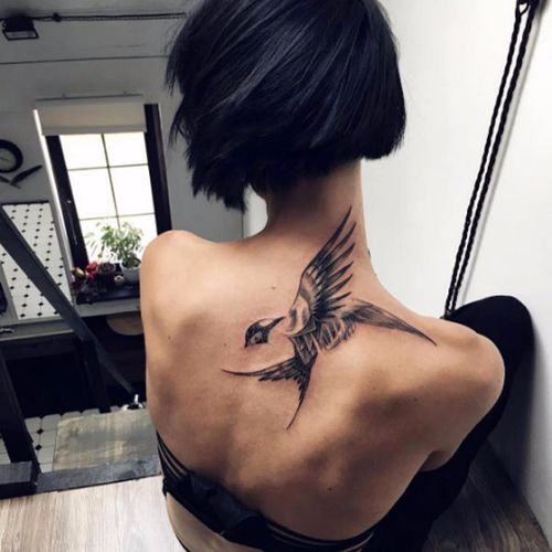 Beautiful blackwork swallow tattoo by Sasha Kiseleva #linework #blackwork #lines #blckwrk #dotwork #myforestink #sashakiseleva #btattooing #blxckink #onlyblackart #blacktattoomag #swallow #bird