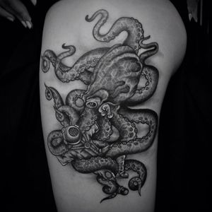 Insane octopus piece #pointilism #blackwork #bendoukakis #animal #sea #octopus
