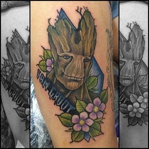 Groot Tattoo by eltanque-tattooer #groot #groottattoo #groottattoos #guardiansofthegalaxy #guardiansofthegalaxytattoo #disney #marvel #marveltattoo #movietattoo #movietattoos #filmtattoo #eltanque-tattooer