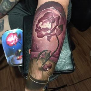 Beauty and the Beast tattoo by Mike Randazzo. #beautyandthebeast #disney #fairytale #rose #colorrealism #realism