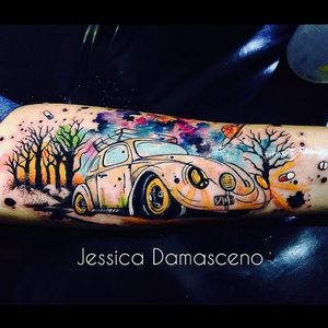 Coloridão #JessicaDamasceno #Fusca #Beetle #volkswagen #carro #car #automovel #carlovers #watercolor #aquarela #estrada #road #arvores #trees #sky #ceu #galaxia #galaxy #planetas #planets #comprimidos #pills