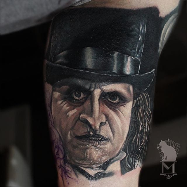 Tattoo uploaded by Robert Davies • Penguin Tattoo, artist unknown  #thepenguin #penguin #batman #batmanink #dannydevito #batmancomic #comics  #portrait • Tattoodo