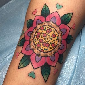 Mandala tattoo by Alex Strangler. #AlexStrangler #mandala #pizza