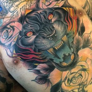Panther Tattoo by Håkan Hävermark #panther #panthertattoo #neotraditionalpanther #neotraditional #neotraditionaltattoo #neotraditionaltattoos #neotraditionalartist #swedishtattoos #HakanHavermark