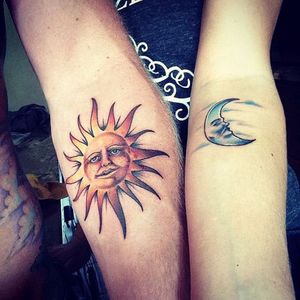 The sun and the moon, you can't have one without the other #siblingtattoo #brother #sister #sunandmoon #matchingtattoos