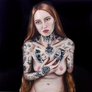 Beautiful painting by Crajes #Crajes #art #paintings #tattooedwomen #amputee