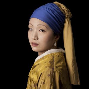 E2 – Kleinveld & Julien, Ode to Vermeer's Girl with a Pearl Earring (Photo by KD Diamond) #ArmoryArtsWeek #Art #NYC #Painting