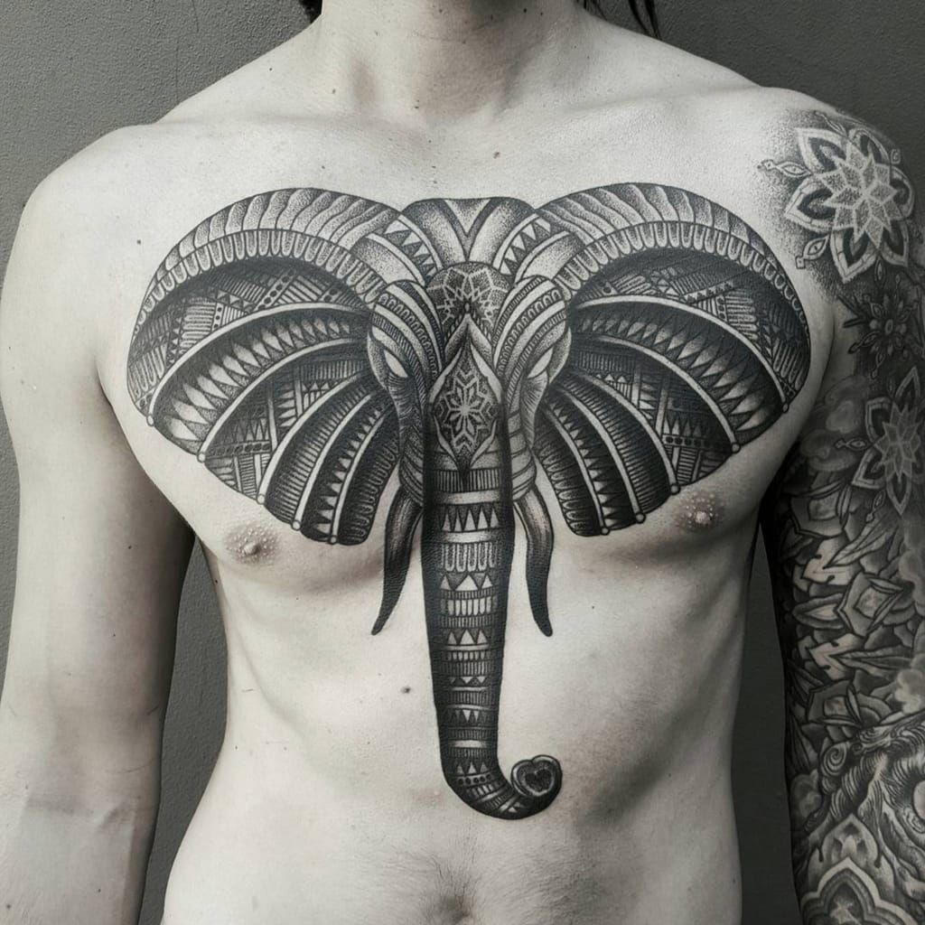 Beautiful elephant added to this chest  The Church Tattoo  Facebook