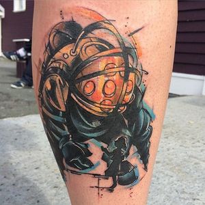 Big Daddy and Little Sister Tattoo by Holly Wood #BioShock #BigDaddy #LittleSister #Gaming #Gamer #HollyWood