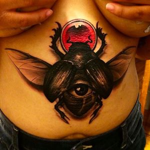 Beautiful scarab tattoo by Brandon Herrera. #brandonherrera #darktattoos #scarab #bug #eye