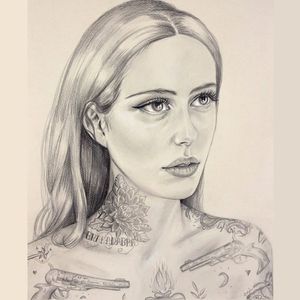 Gorgeous drawing by Crajes #Crajes #art #paintings #tattooedwomen #illustration