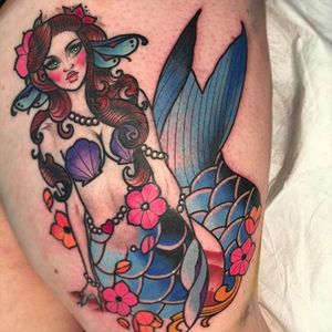 Mermaid and Blossoms Tattoo by Ly Aleister @Lyaleister #Lyaleister #LyAlistertattoo #Girls #Girl #Girltattoo #Neotraditional #Neotraditionaltattoo #Brisbane #Australia #Mermaid