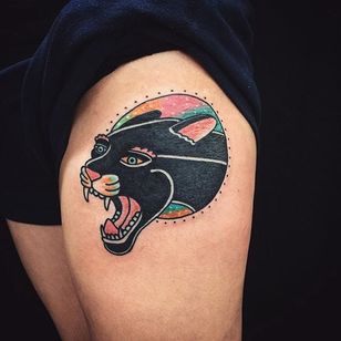 Tatuaje de pantera.  #Cooley #MattCooley #tradicional #panther