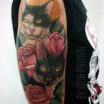 Gatinhos por Nina Paviani! #NinaPaviani #tatuadorasbrasileiras #tatuadorasdobrasil #tattoobr #tattoodobr #cats #gatos #cat #neotradicional #neotraditional #newtradicional #newtraditional