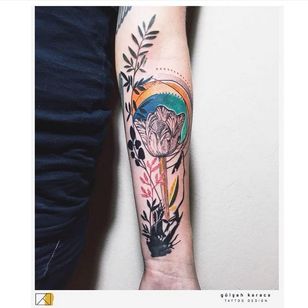 Mato e flor #GulsahKaraca #gringa #colorida #fullcolor #grafismo #graphic #natureza #nature #flor #flower #leaf #folha #pontilhismo #dotwork