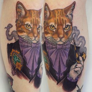 Gentleman cat tattoo by Georgina Liliane #GeorginaLiliane #cat #kitten #kitty #pipe