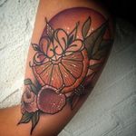 Sparkling citrus and fruit tattoo by Ladi Dada. #orange #citrus #fruit #neotraditional #LadiDada