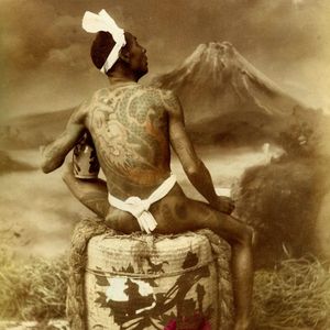 A heavily tattooed man posing for a photo back near the turn of the century. #Irezumi #Japanese #tebori #traditional
