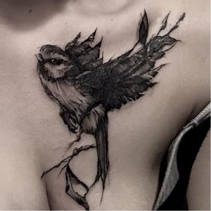 Bird tattoo by BK Tattooer #BKTattooer #contemporary #blackwork #graphic #bird