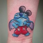 Stitch tattoo by Lindsay Alyson McArthy. #mickeymouse #liloandstitch #disney #stitchtattoo #stitch