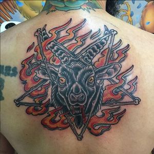 A badass tradition Sigil of Baphomet by Chris Carlton (IG—chriscarlton). #Baphomet #ChrisCarlton #Satanism #SigilofBaphomet #traditional