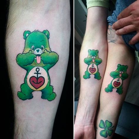Care Bear tattoo by Claudi. #couple #carebear #cute #girly #bear #cartoon #stuffedtoy