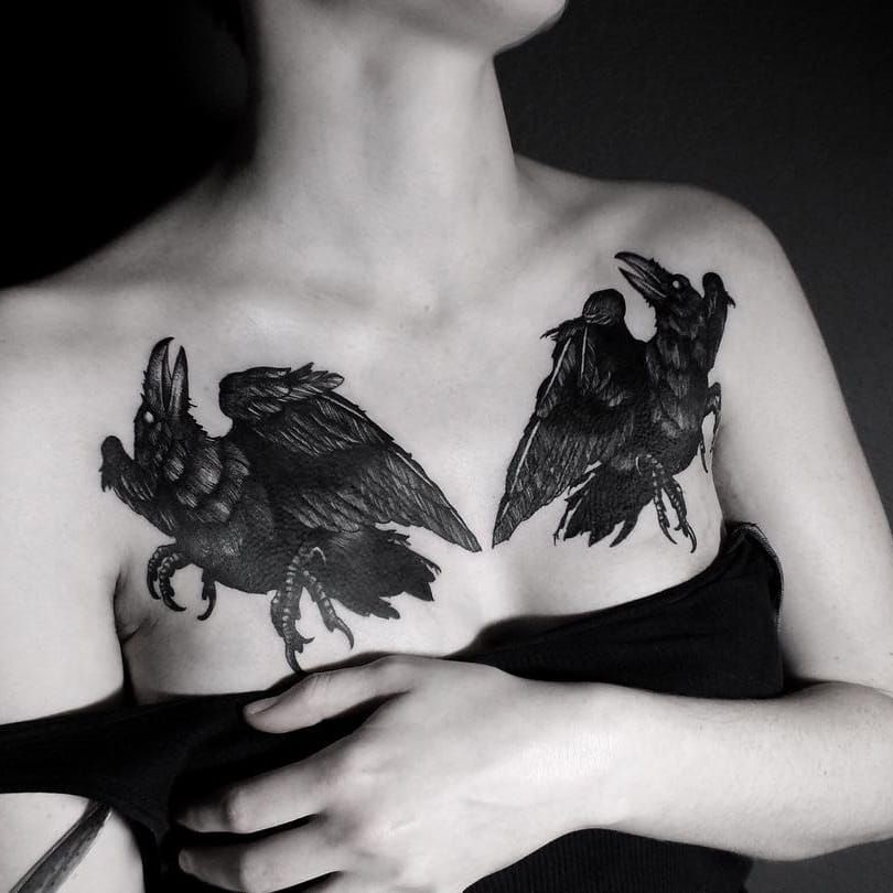 60 Mysterious Raven Tattoos  Art and Design  Beautiful tattoos Raven  tattoo Trendy tattoos