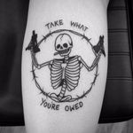 Skeleton tattoo by Matt Pettis #MattPettis #blackwork #blckwrk #btattooing #skeleton