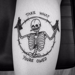 Skeleton tattoo by Matt Pettis #MattPettis #blackwork #blckwrk #btattooing #skeleton
