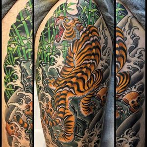 Tiger tattoo by Jason Vaughn #JasonVaughn #neotraditional #traditional #tiger