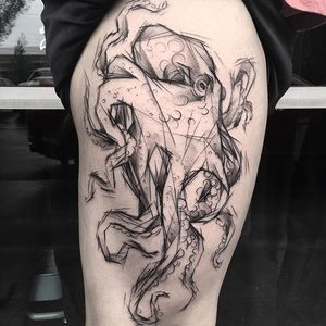 Abstract sketch style octopus tattoo by Whitney Havok. #abstract #sketch #illustration #octopus #WhitneyHavok
