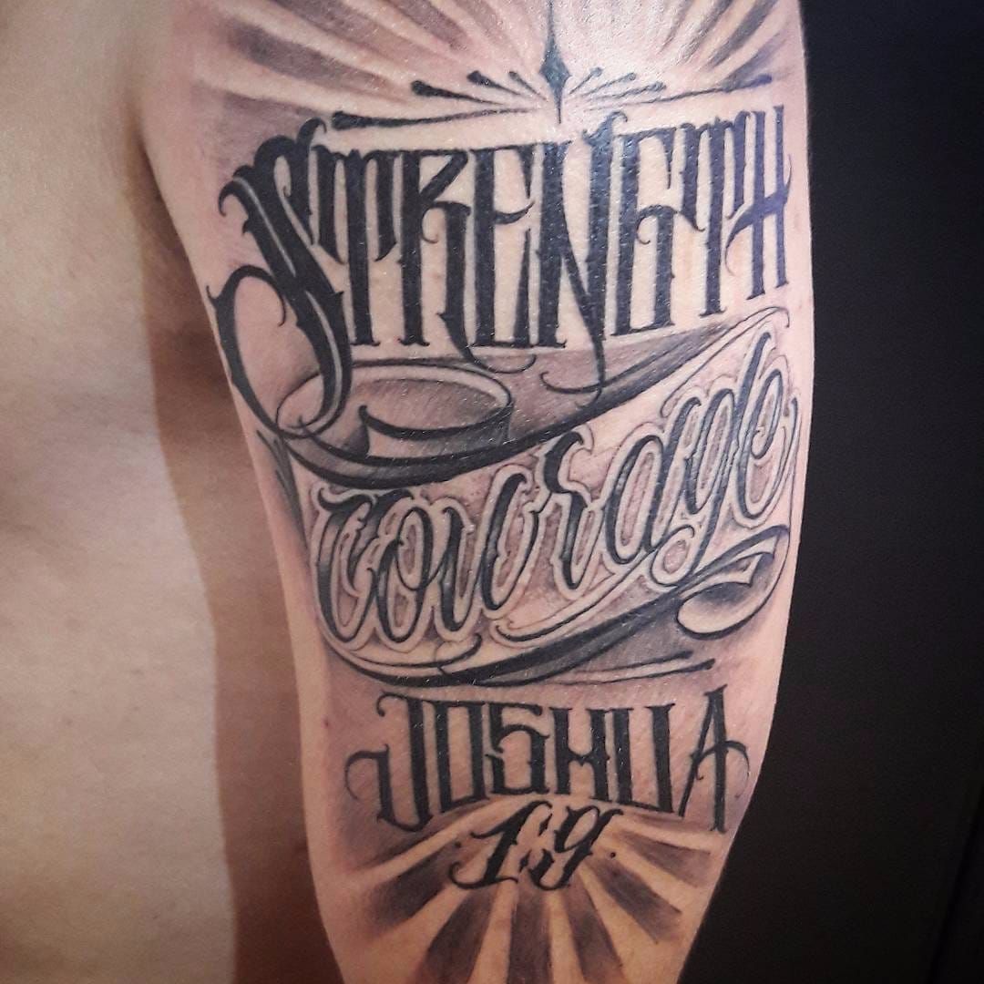 strength  tattoo lettering download free scetch