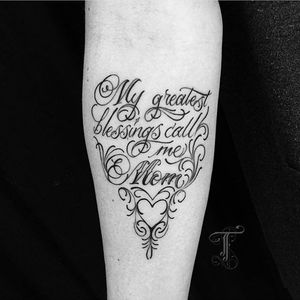 Lyric tattoo by Taioba Tatto. #quote #inspirational #inspirationalquote #motivation #meaning #meaningful #script #sayings #mom #mother #TaiobaTatto