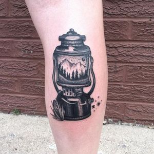 Blackwork lantern tattoo by Morgan Alynn. #blackwork #linework #dotwork #MorganAlynn #lantern