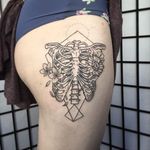 Rib Cage Tattoo by Melka #ribcage #ribcagetattoo #bone #bonetattoo #skeleton #skeletontattoo #Melka