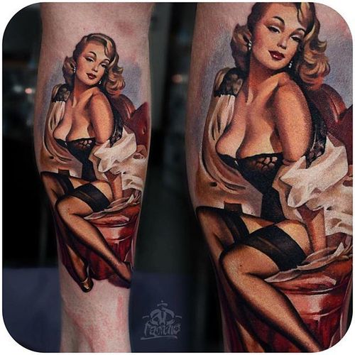 Pinup babe @ad_pancho #tattoodo #pinup #babe #color #realistic